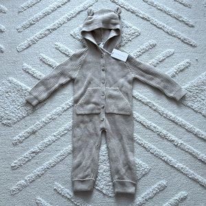 Jamie Kay sweater romper long sleeve light tan color 3T